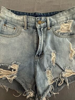 Light Wash Distressed Denim Shorts